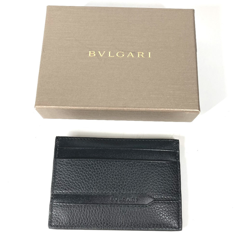 BVLGARI Card Case 36969 leather black Business Card Holder Pass Case logo OCTO mens Used Authentic
