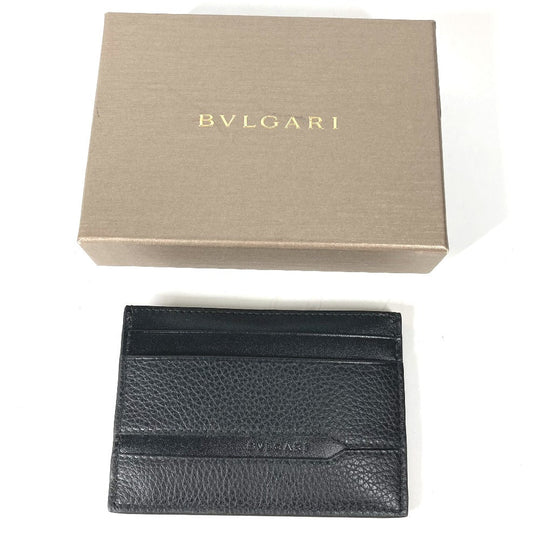 BVLGARI Card Case 36969 leather black Business Card Holder Pass Case logo OCTO mens Used Authentic