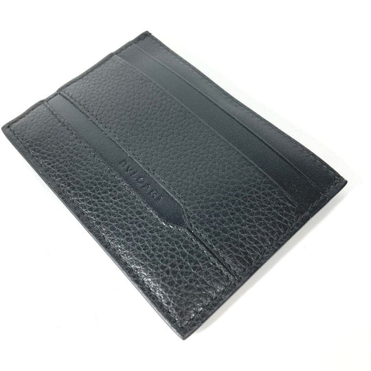 BVLGARI Card Case 36969 leather black Business Card Holder Pass Case logo OCTO mens Used Authentic