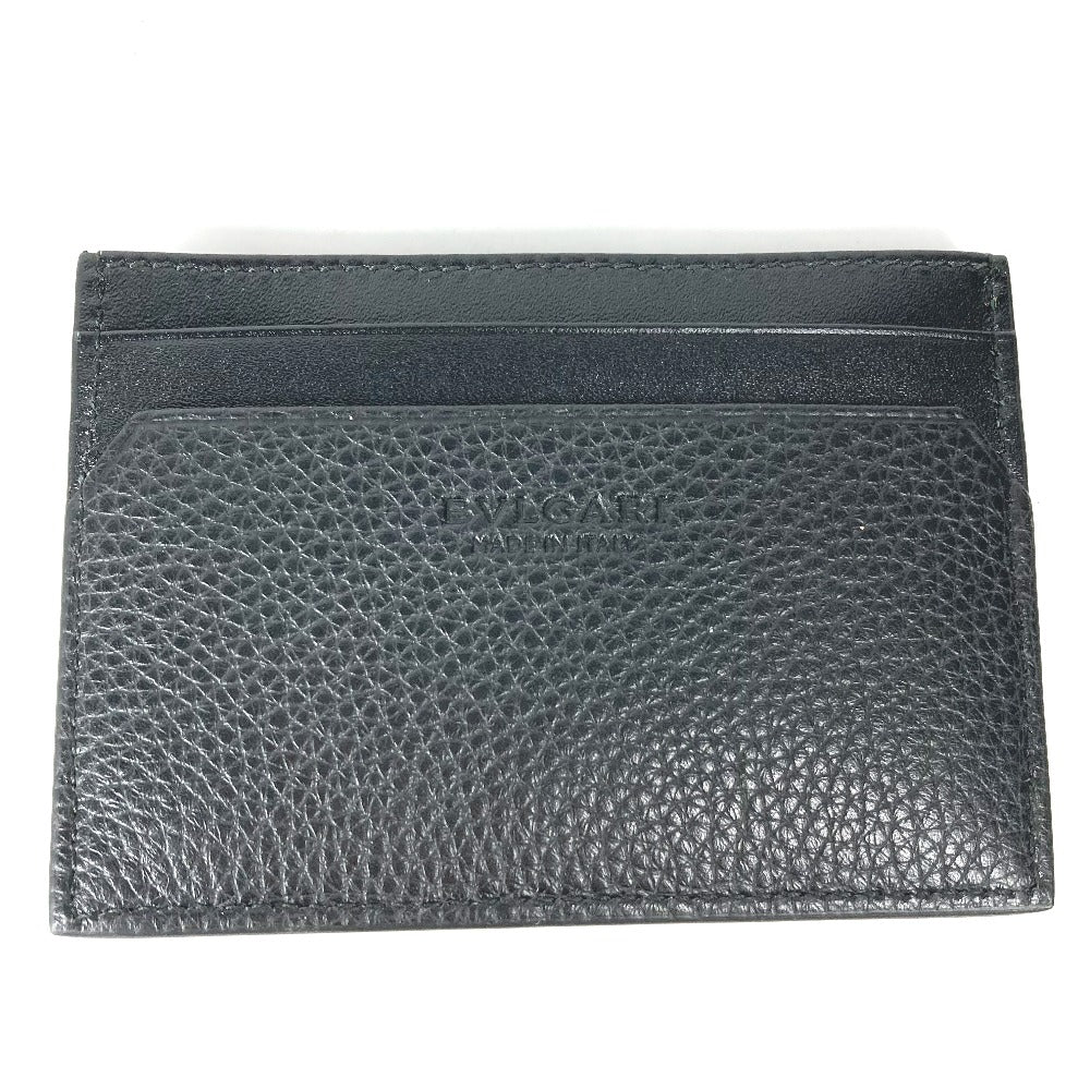 BVLGARI Card Case 36969 leather black Business Card Holder Pass Case logo OCTO mens Used Authentic