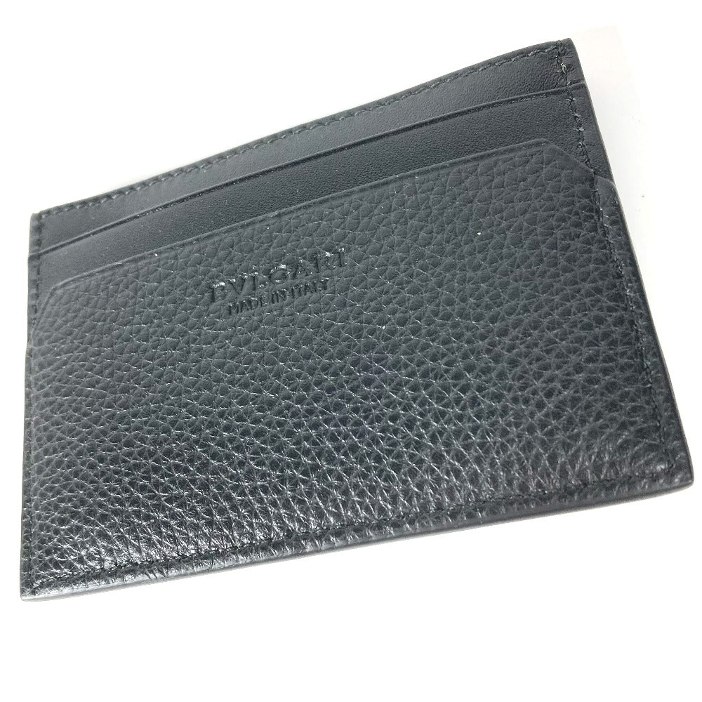 BVLGARI Card Case 36969 leather black Business Card Holder Pass Case logo OCTO mens Used Authentic