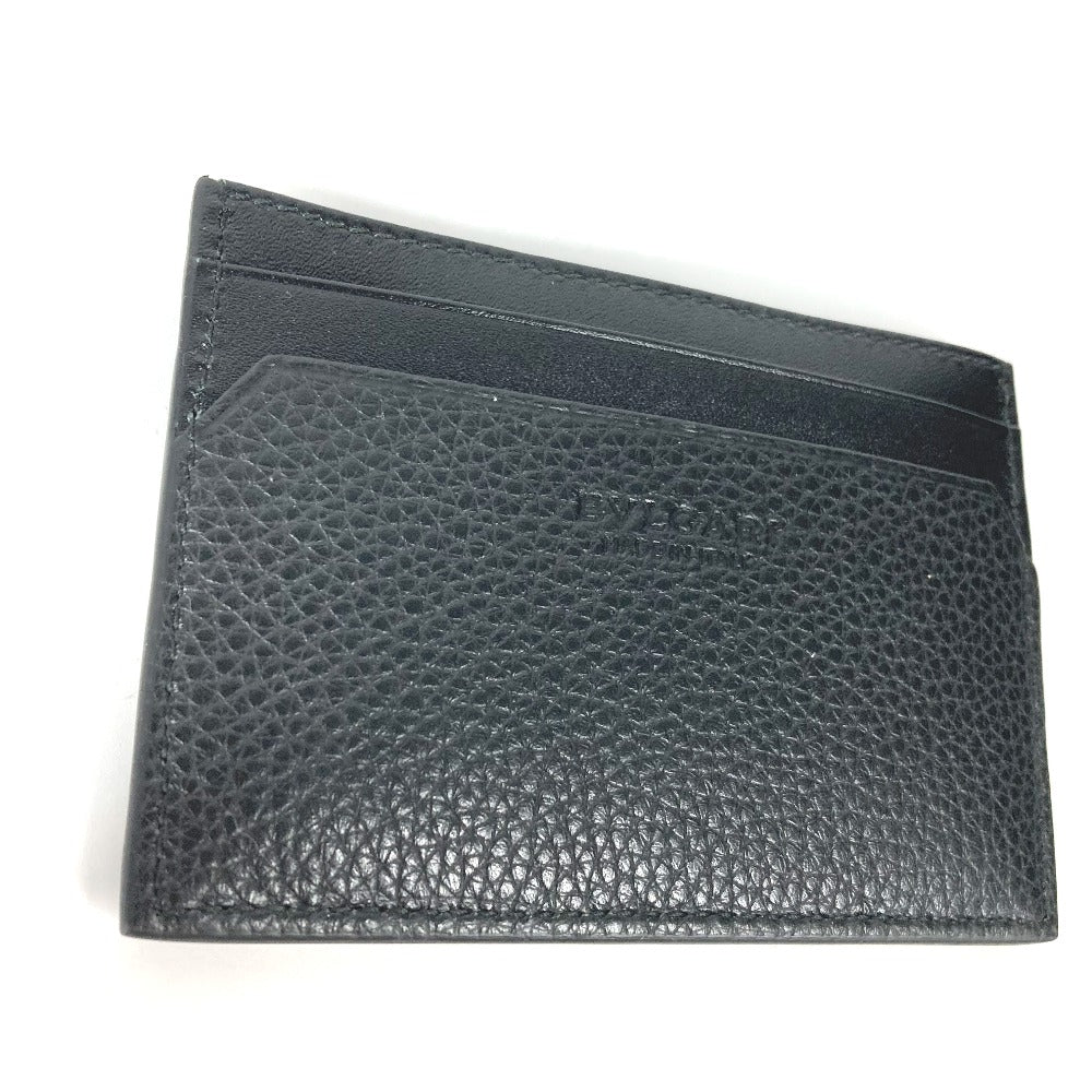 BVLGARI Card Case 36969 leather black Business Card Holder Pass Case logo OCTO mens Used Authentic