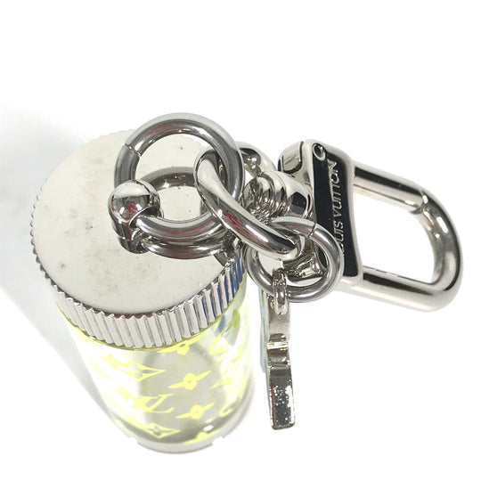 LOUIS VUITTON key ring M00343 Metal, Glass yellow Monogram Bijou Sac Message in a Bottle mens Used Authentic