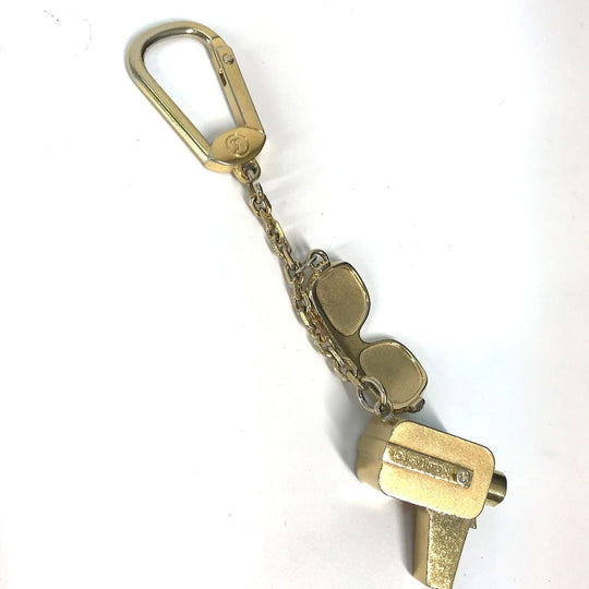 LOUIS VUITTON key ring M65383 metal gold Glasses Guns Sunglasses Portocle Cannes mens Used Authentic