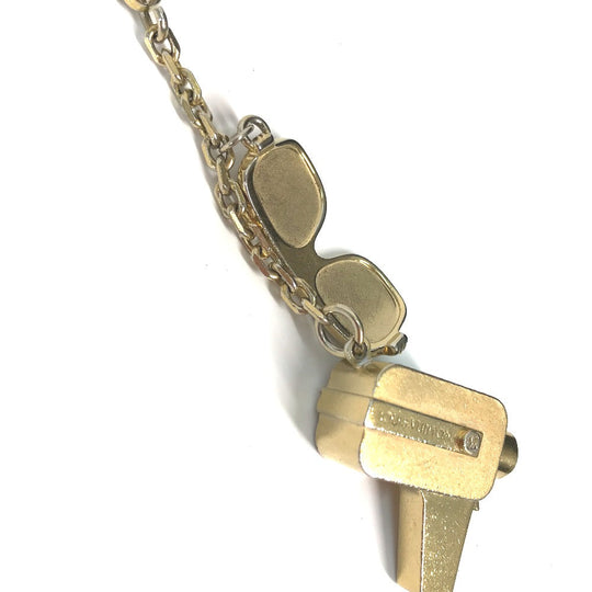 LOUIS VUITTON key ring M65383 metal gold Glasses Guns Sunglasses Portocle Cannes mens Used Authentic