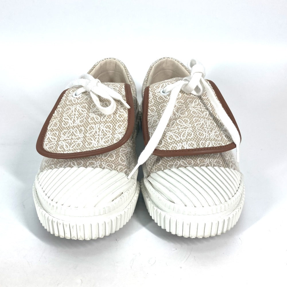 LOEWE sneakers L815282X92 Canvas / leather beige Low Cut Flap Anagram Women 35 Used Authentic