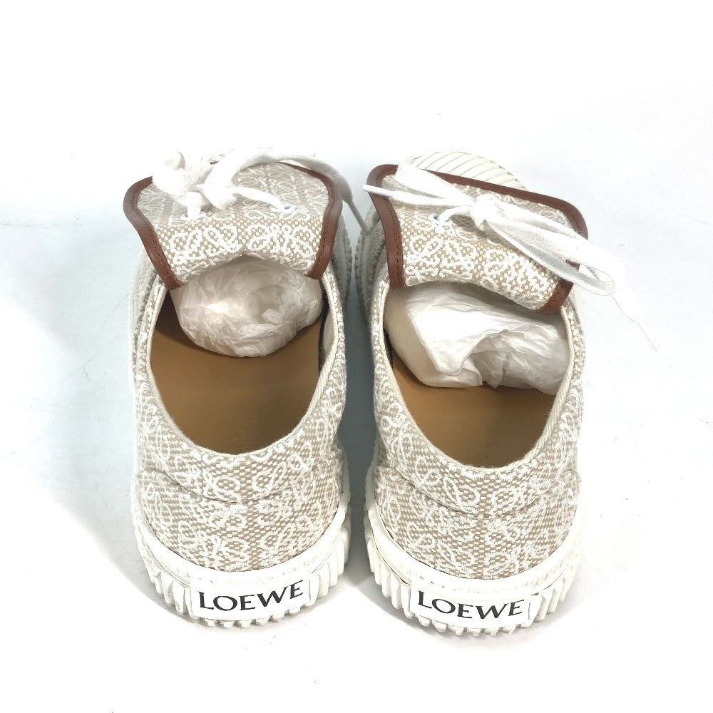 LOEWE sneakers L815282X92 Canvas / leather beige Low Cut Flap Anagram Women 35 Used Authentic