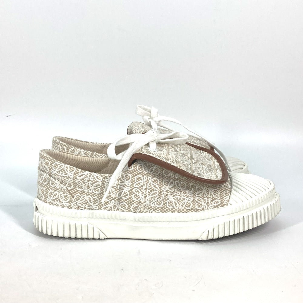 LOEWE sneakers L815282X92 Canvas / leather beige Low Cut Flap Anagram Women 35 Used Authentic