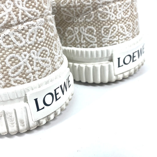 LOEWE sneakers L815282X92 Canvas / leather beige Low Cut Flap Anagram Women 35 Used Authentic