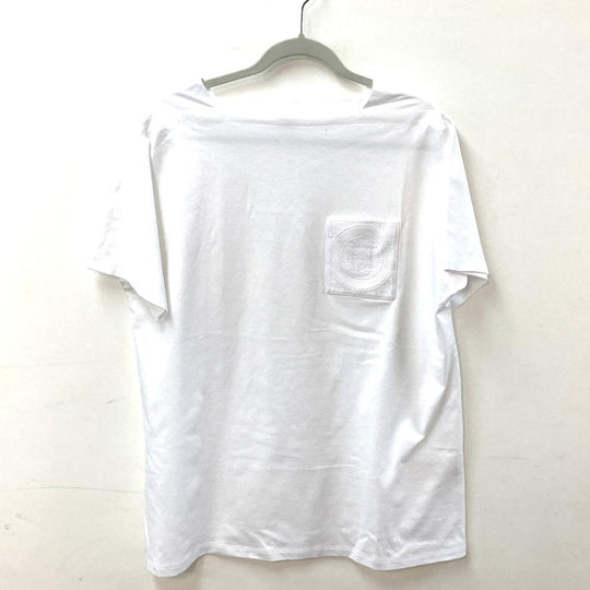 HERMES Short sleeve shirt cotton white H embroidery mosaic Tunic with embroidered pockets Women 40 Used Authentic
