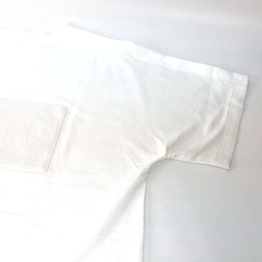 HERMES Short sleeve shirt cotton white H embroidery mosaic Tunic with embroidered pockets Women 40 Used Authentic