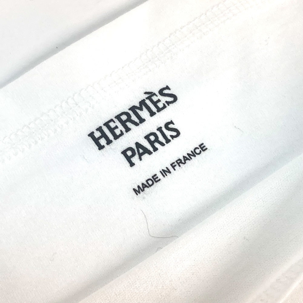 HERMES Short sleeve shirt cotton white H embroidery mosaic Tunic with embroidered pockets Women 40 Used Authentic