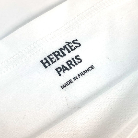 HERMES Short sleeve shirt cotton white H embroidery mosaic Tunic with embroidered pockets Women 40 Used Authentic