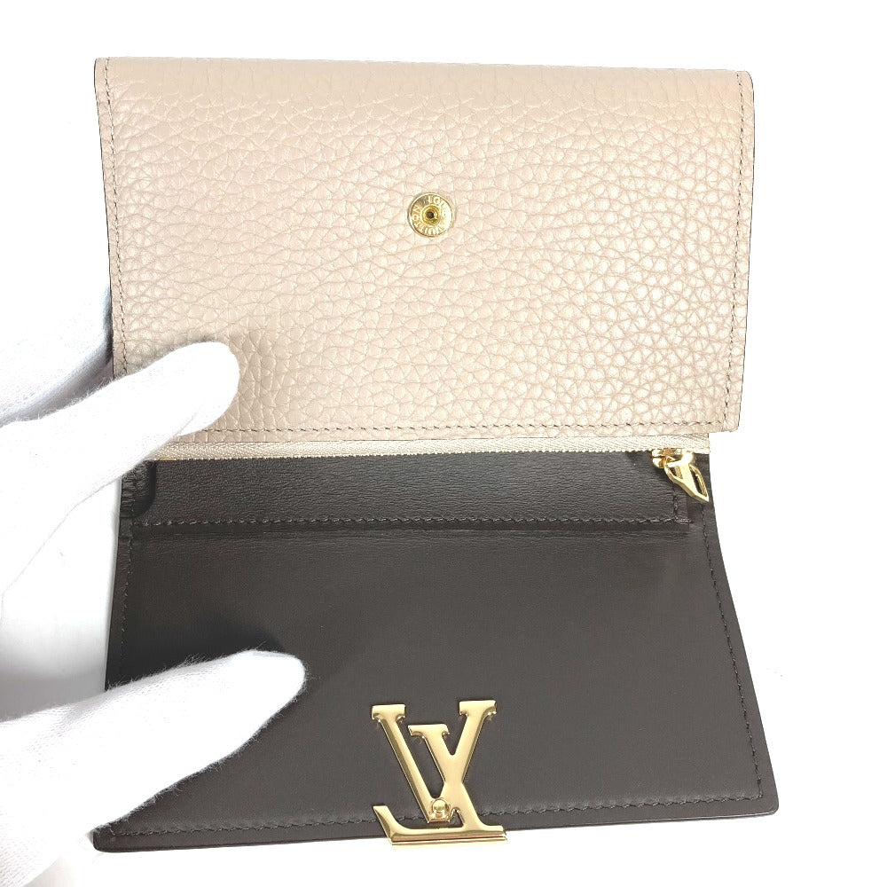 LOUIS VUITTON Trifold wallet M62159 Taurillon Clemence Leather beige Portefeuille Compact Women Used Authentic