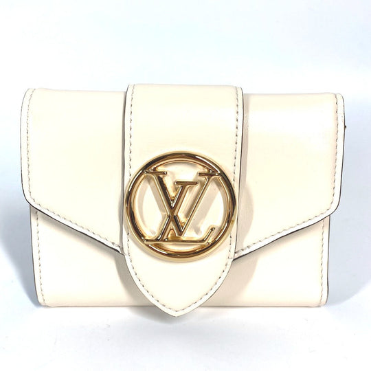 LOUIS VUITTON Trifold wallet M69176 leather beige LV Pont Neuf Compact Women Used Authentic