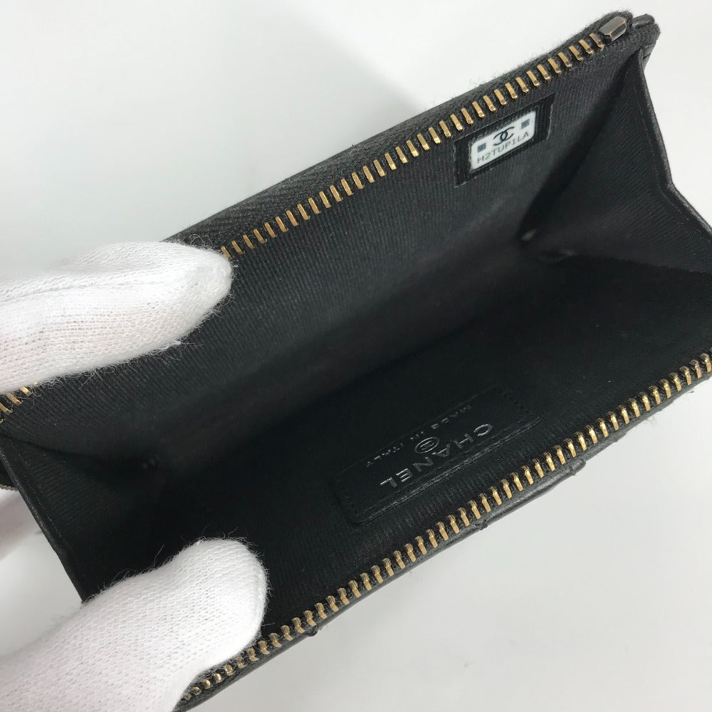 CHANEL Coin case AP3179 leather black So Black CC COCO Mark Matelasse Women Used Authentic