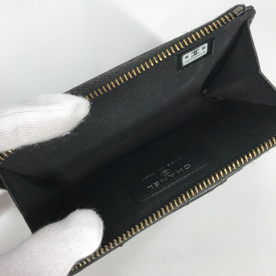 CHANEL Coin case AP3179 leather black So Black CC COCO Mark Matelasse Women Used Authentic