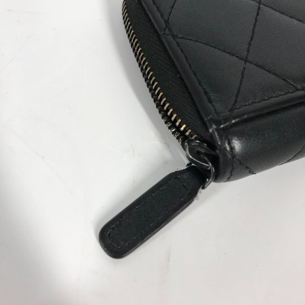CHANEL Coin case AP3179 leather black So Black CC COCO Mark Matelasse Women Used Authentic