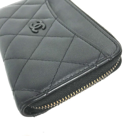 CHANEL Coin case AP3179 leather black So Black CC COCO Mark Matelasse Women Used Authentic