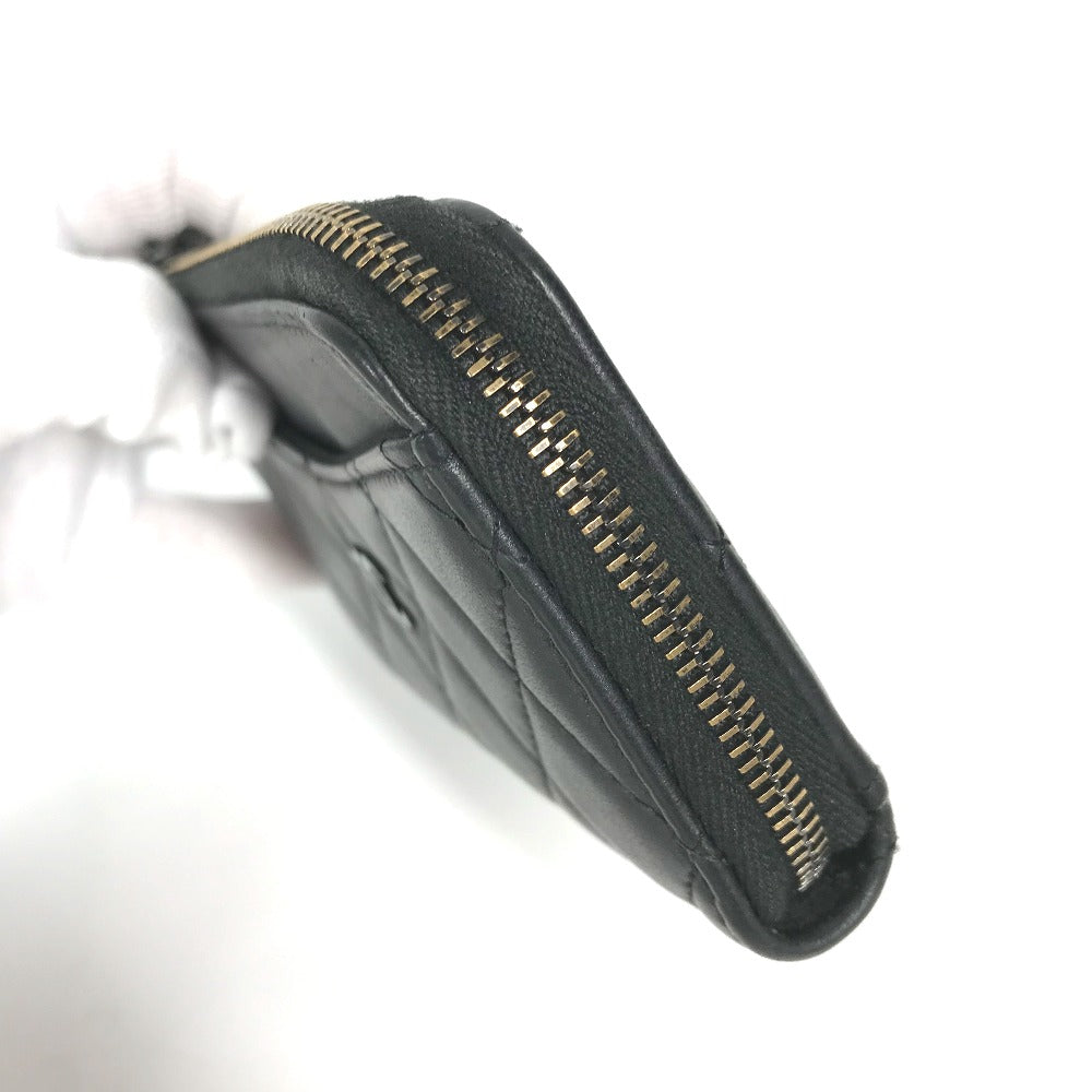 CHANEL Coin case AP3179 leather black So Black CC COCO Mark Matelasse Women Used Authentic