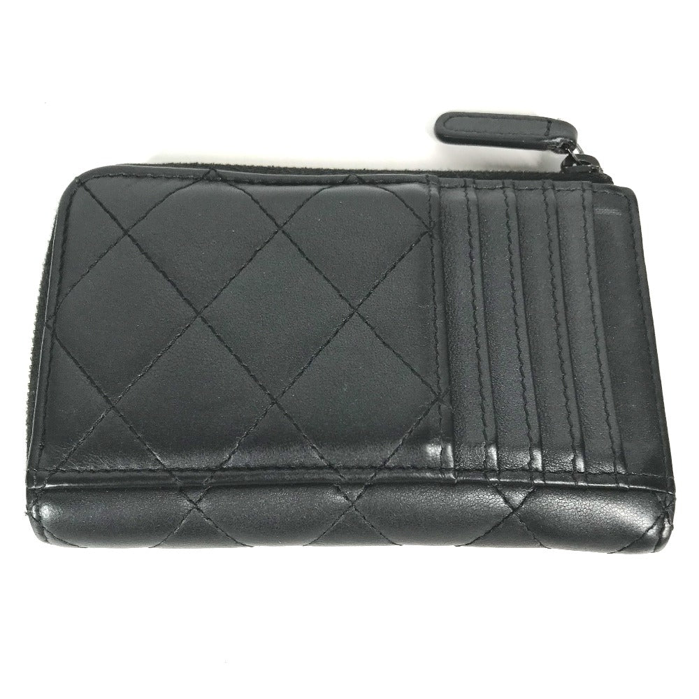CHANEL Coin case AP3179 leather black So Black CC COCO Mark Matelasse Women Used Authentic