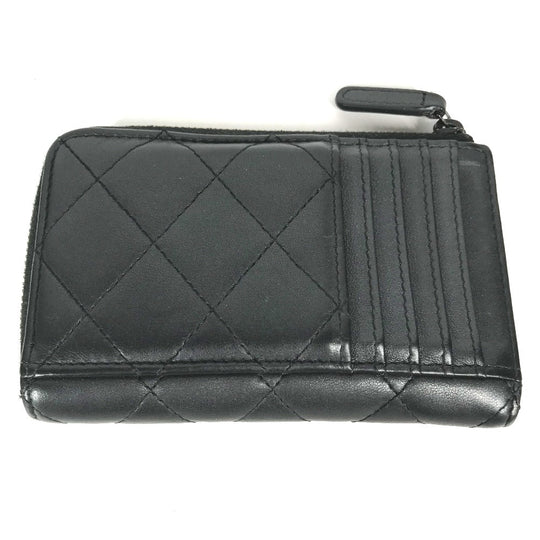 CHANEL Coin case AP3179 leather black So Black CC COCO Mark Matelasse Women Used Authentic