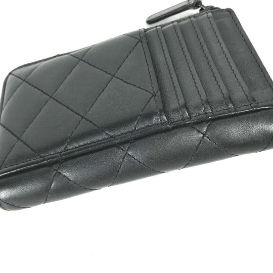 CHANEL Coin case AP3179 leather black So Black CC COCO Mark Matelasse Women Used Authentic