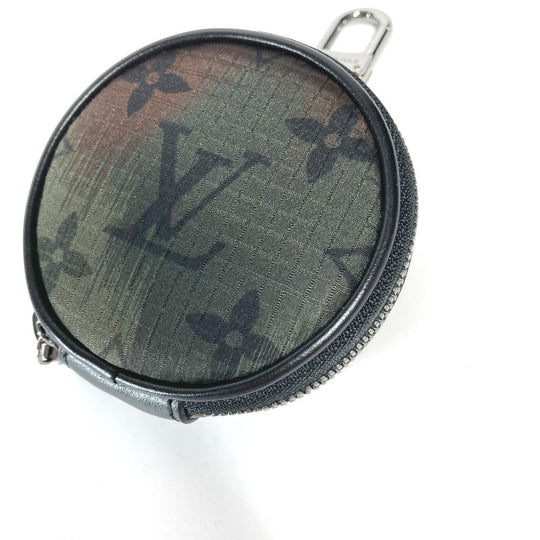 LOUIS VUITTON Coin case MP2711 Nylon khaki Monogram Camouflage Porto Cle Pouch mens Used Authentic