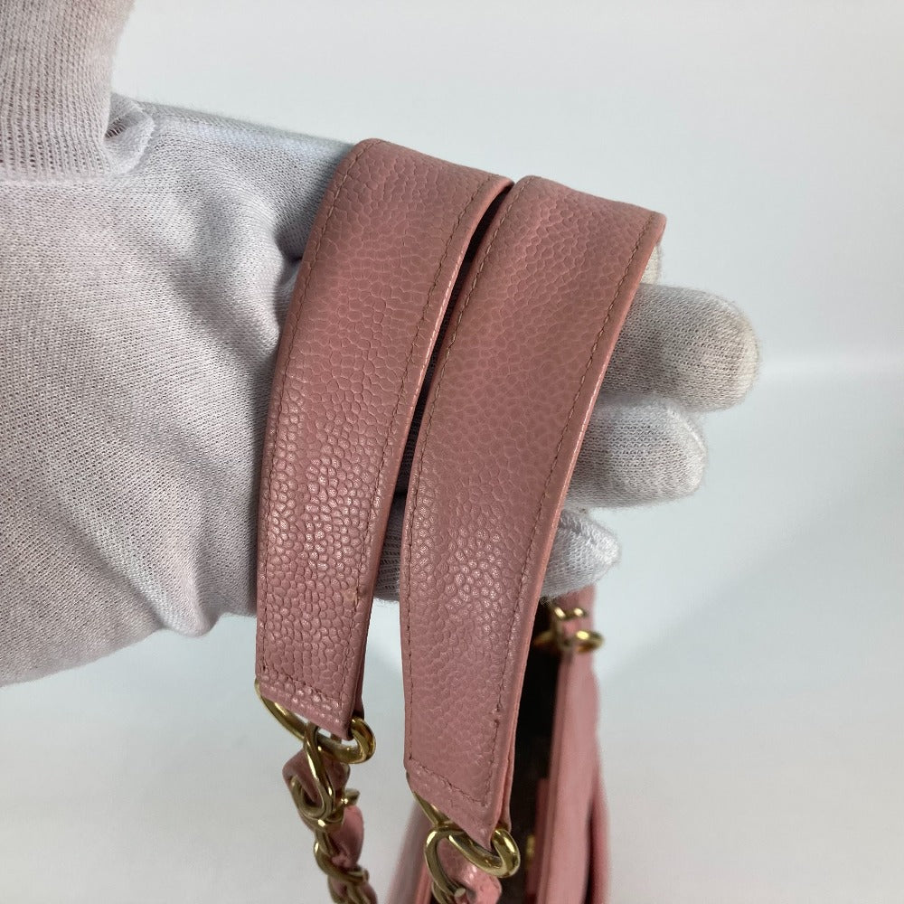 CHANEL Shoulder Bag A50994  Caviar skin pink Tote Bag Chain Matelasse PST Tote Women Used Authentic