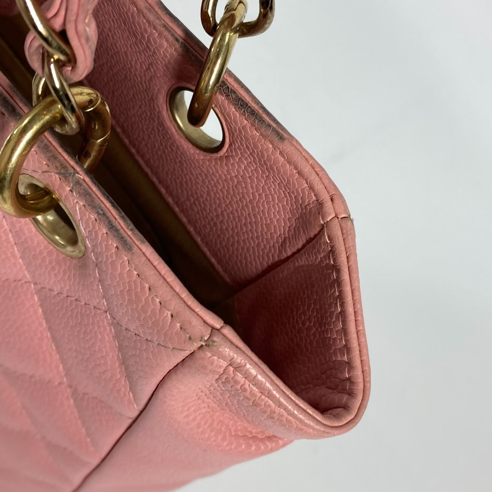 CHANEL Shoulder Bag A50994  Caviar skin pink Tote Bag Chain Matelasse PST Tote Women Used Authentic