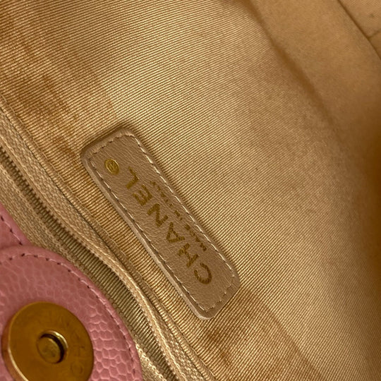 CHANEL Shoulder Bag A50994  Caviar skin pink Tote Bag Chain Matelasse PST Tote Women Used Authentic