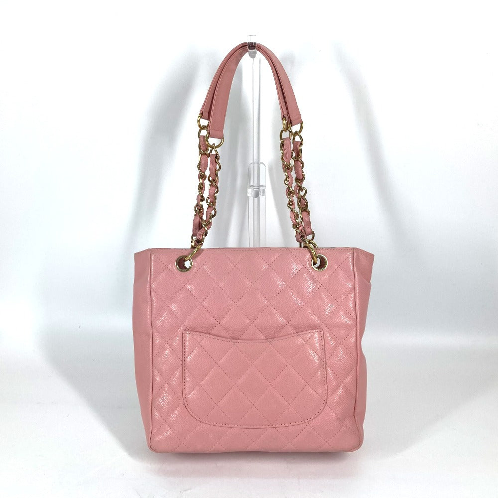 CHANEL Shoulder Bag A50994  Caviar skin pink Tote Bag Chain Matelasse PST Tote Women Used Authentic