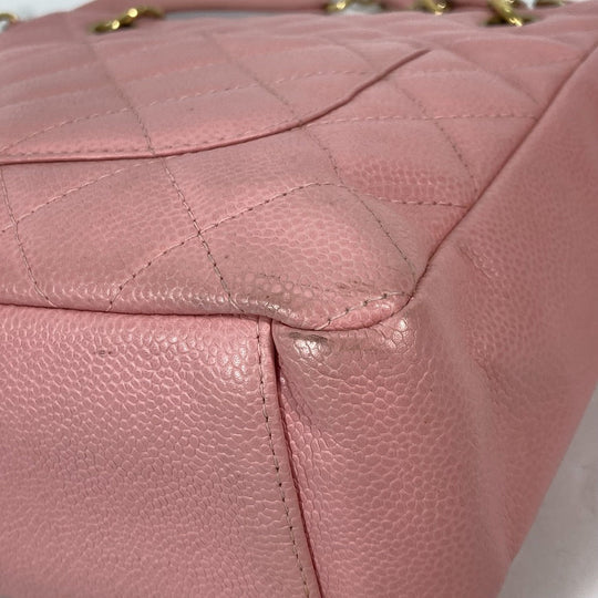 CHANEL Shoulder Bag A50994  Caviar skin pink Tote Bag Chain Matelasse PST Tote Women Used Authentic