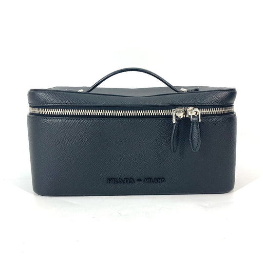 PRADA Handbag 1NJ003 saffiano leather black Bags, makeup boxes, makeup pouches Vanity bag Women Used Authentic
