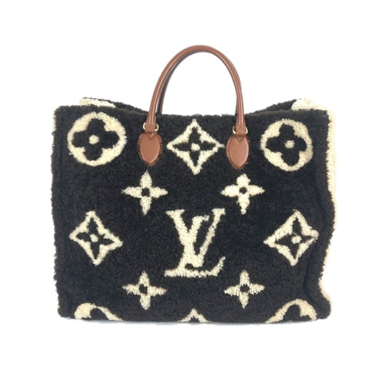 LOUIS VUITTON Shoulder Bag M55420 Leather, Shearling Brown Monogram teddy On the go GM Women Used Authentic