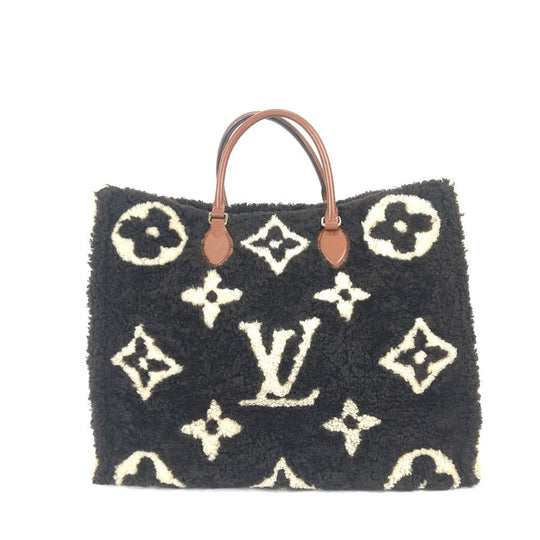 LOUIS VUITTON Shoulder Bag M55420 Leather, Shearling Brown Monogram teddy On the go GM Women Used Authentic