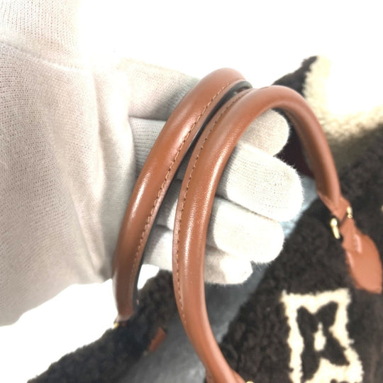 LOUIS VUITTON Shoulder Bag M55420 Leather, Shearling Brown Monogram teddy On the go GM Women Used Authentic