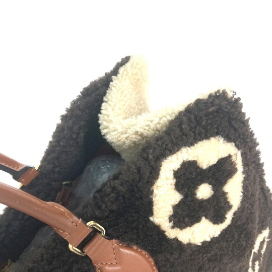 LOUIS VUITTON Shoulder Bag M55420 Leather, Shearling Brown Monogram teddy On the go GM Women Used Authentic