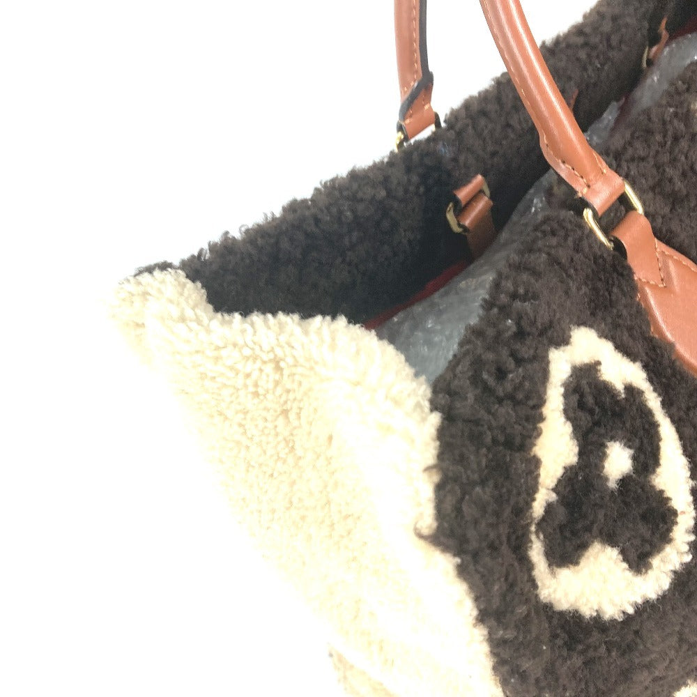 LOUIS VUITTON Shoulder Bag M55420 Leather, Shearling Brown Monogram teddy On the go GM Women Used Authentic