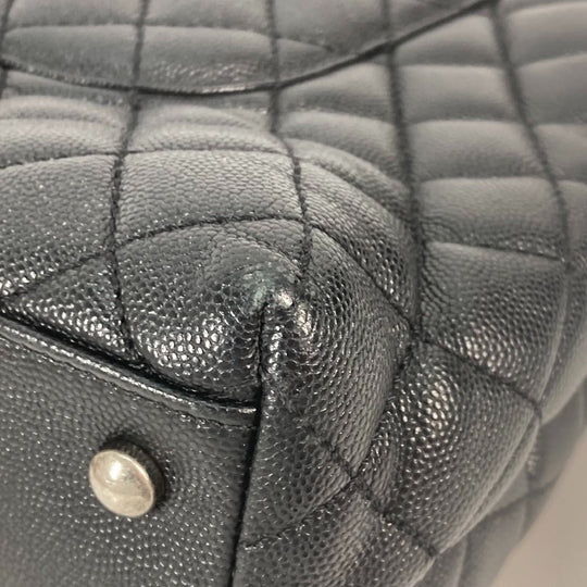 CHANEL Handbag A92991 Caviar skin black top handle chain CC COCO Mark Quilting Matelasse Women Used Authentic