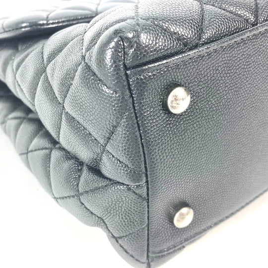 CHANEL Handbag A92991 Caviar skin black top handle chain CC COCO Mark Quilting Matelasse Women Used Authentic