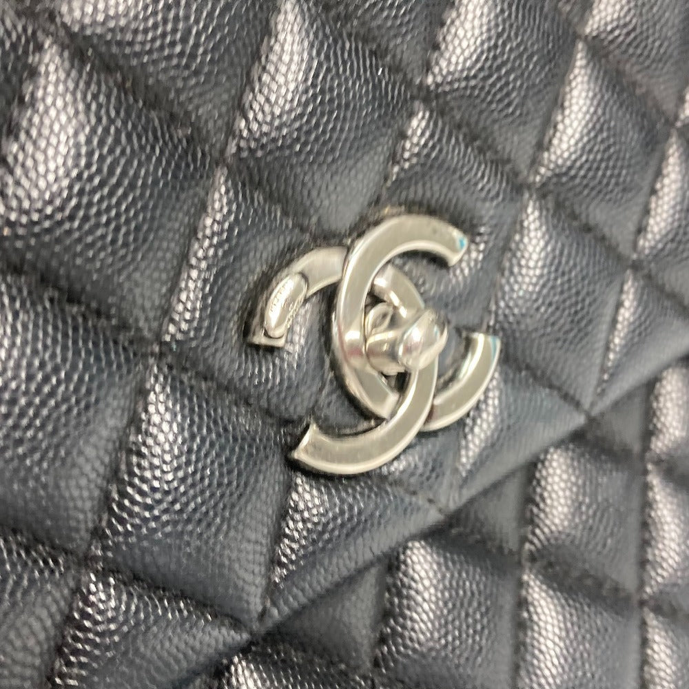 CHANEL Handbag A92991 Caviar skin black top handle chain CC COCO Mark Quilting Matelasse Women Used Authentic