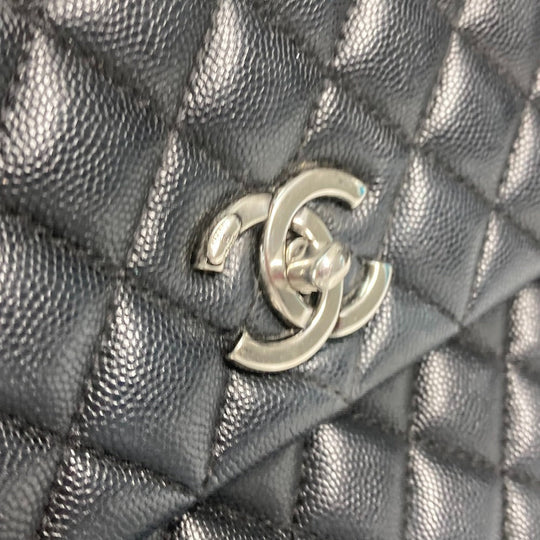 CHANEL Handbag A92991 Caviar skin black top handle chain CC COCO Mark Quilting Matelasse Women Used Authentic