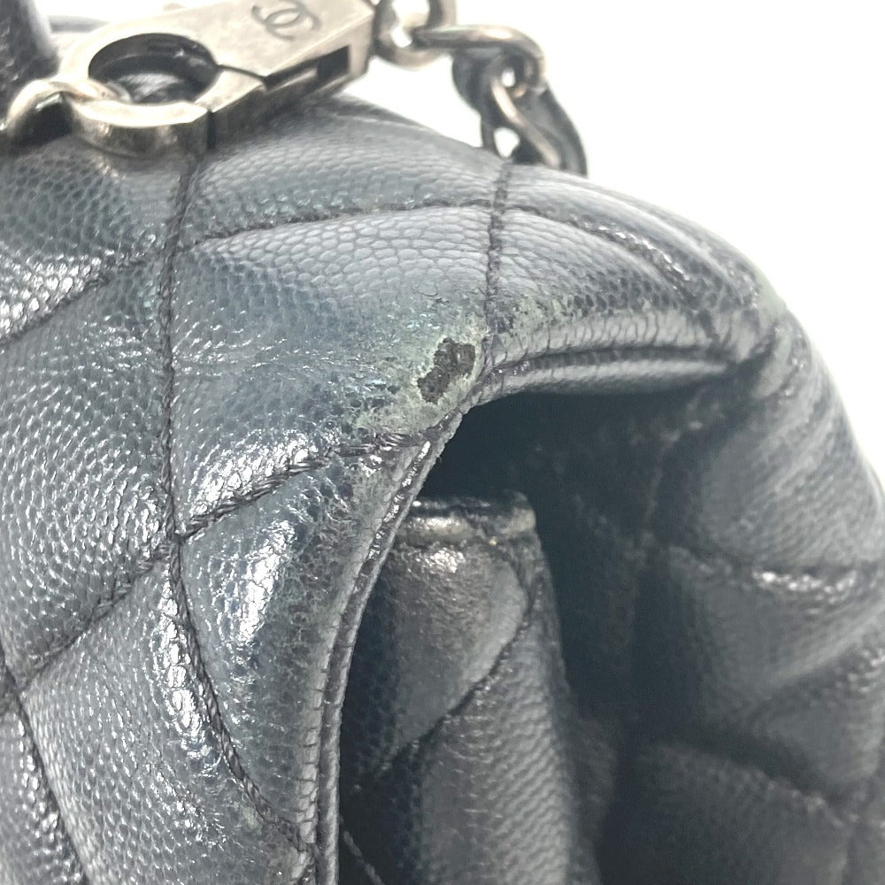 CHANEL Handbag A92991 Caviar skin black top handle chain CC COCO Mark Quilting Matelasse Women Used Authentic