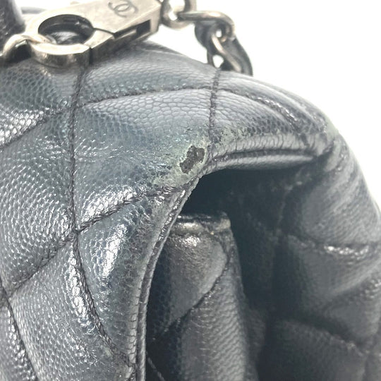 CHANEL Handbag A92991 Caviar skin black top handle chain CC COCO Mark Quilting Matelasse Women Used Authentic