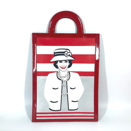 CHANEL Handbag patent leather , leather Red Vertical Tote Bag Mademoiselle Coco Chanel Women Used Authentic
