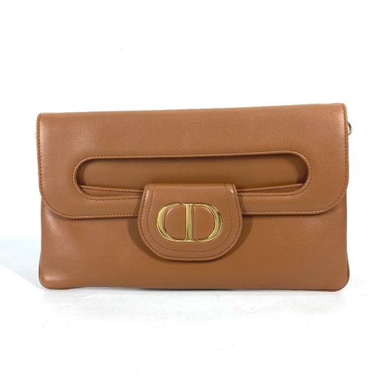 Dior Handbag M8641UBBU leather Brown Clutch bag CD DIORDOUBLE MEDIUM BAG