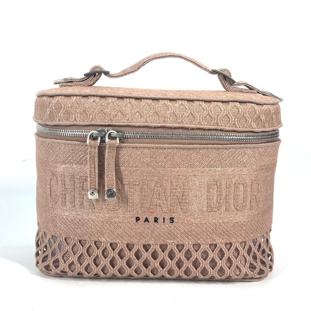 Christian Dior Handbag canvas pink logo mesh vanity bag Women Used Authentic