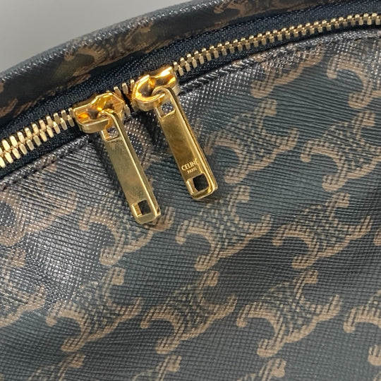 CELINE Backpack leather Brown Bag Triomphe Women Used Authentic