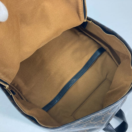 CELINE Backpack leather Brown Bag Triomphe Women Used Authentic